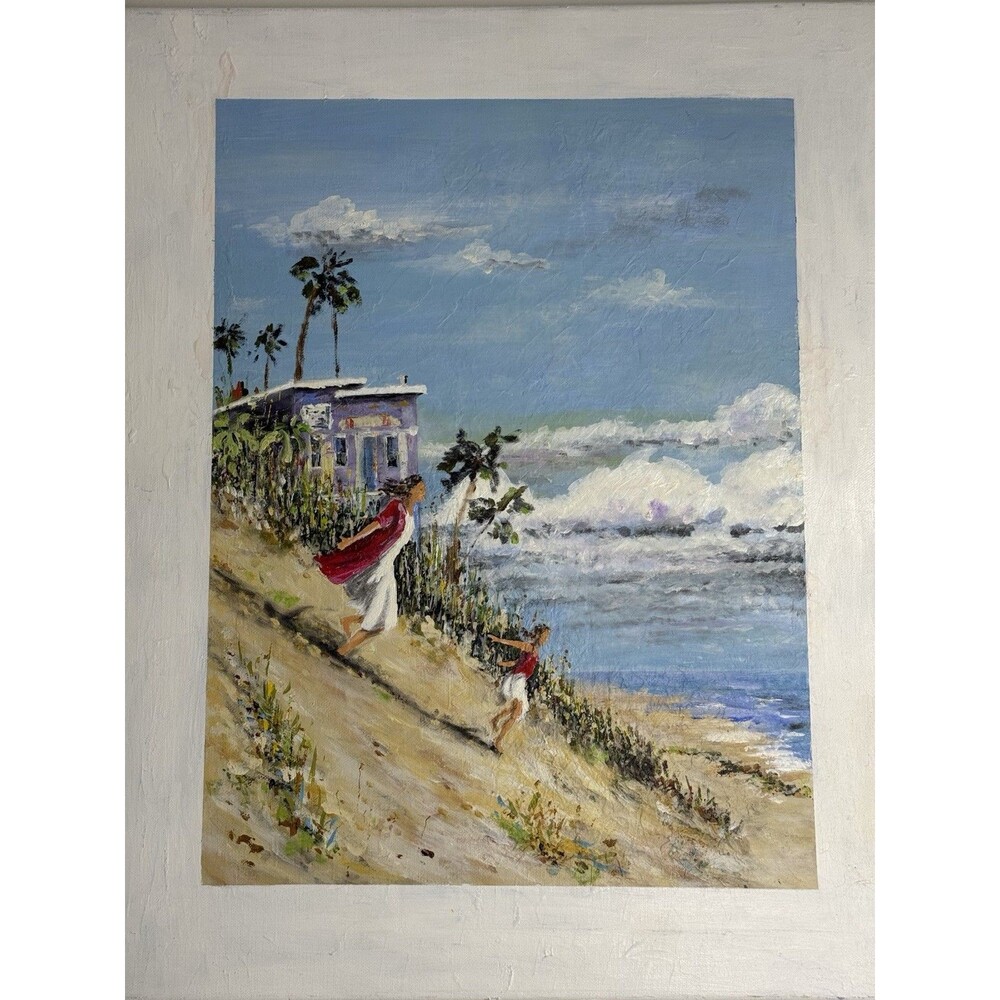 Original Coastal Beach Oil Painting on Canvas “Resurrected” Signed 2018